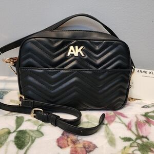 Anne Klein Black Quilted Crossbody Bag